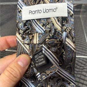 Pronto Uomo Paisley Silk Tie - Blue, Brown, Black